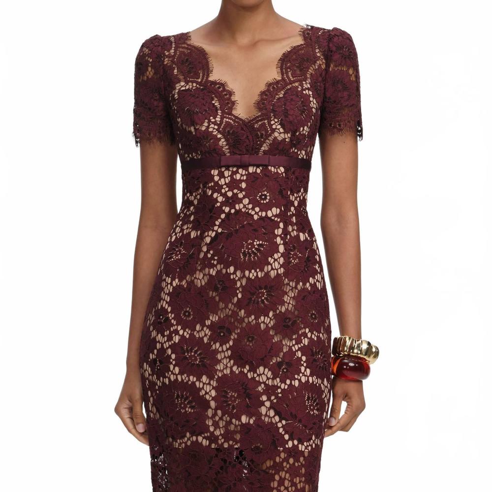 Self-Portrait Burgundy Lace Midi Dress - Picture 4 of 5